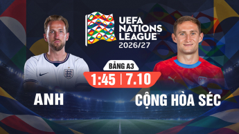 Anh vs Cộng hòa Séc UEFA Nations League 2026/27