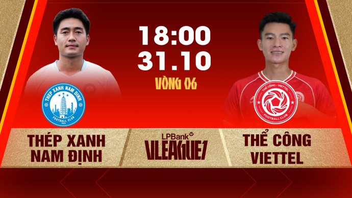 Thép Xanh Nam Định vs Thể Công – Viettel Vòng 6 LPBank V.League 1-2026/27